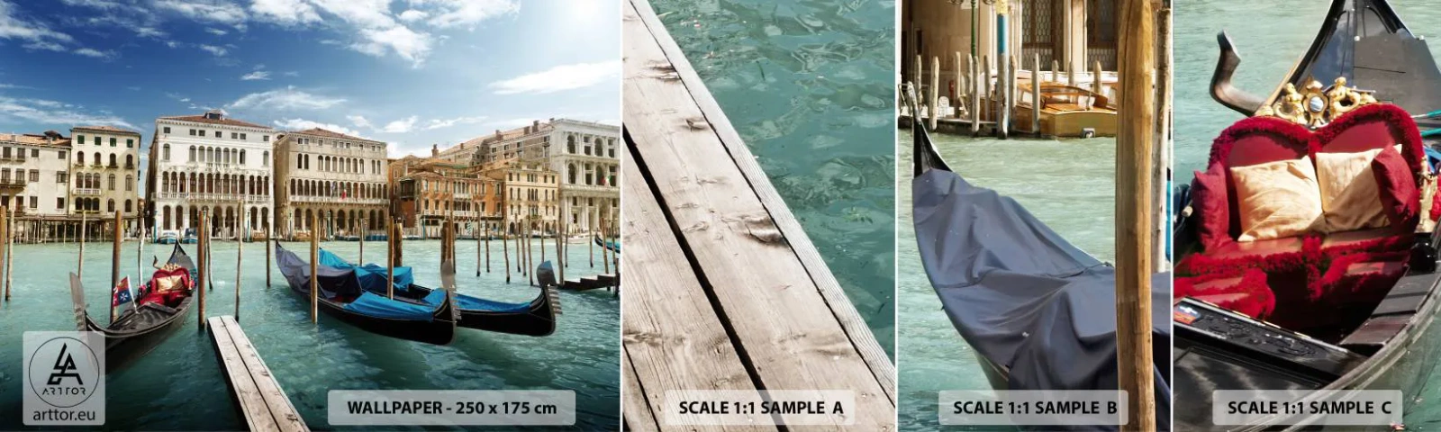 Échantillon de Papier Peint Autocollant Deluxe Sticker - Palace bleu ciel - Ville, Venise, Architecture - 100x30 cm