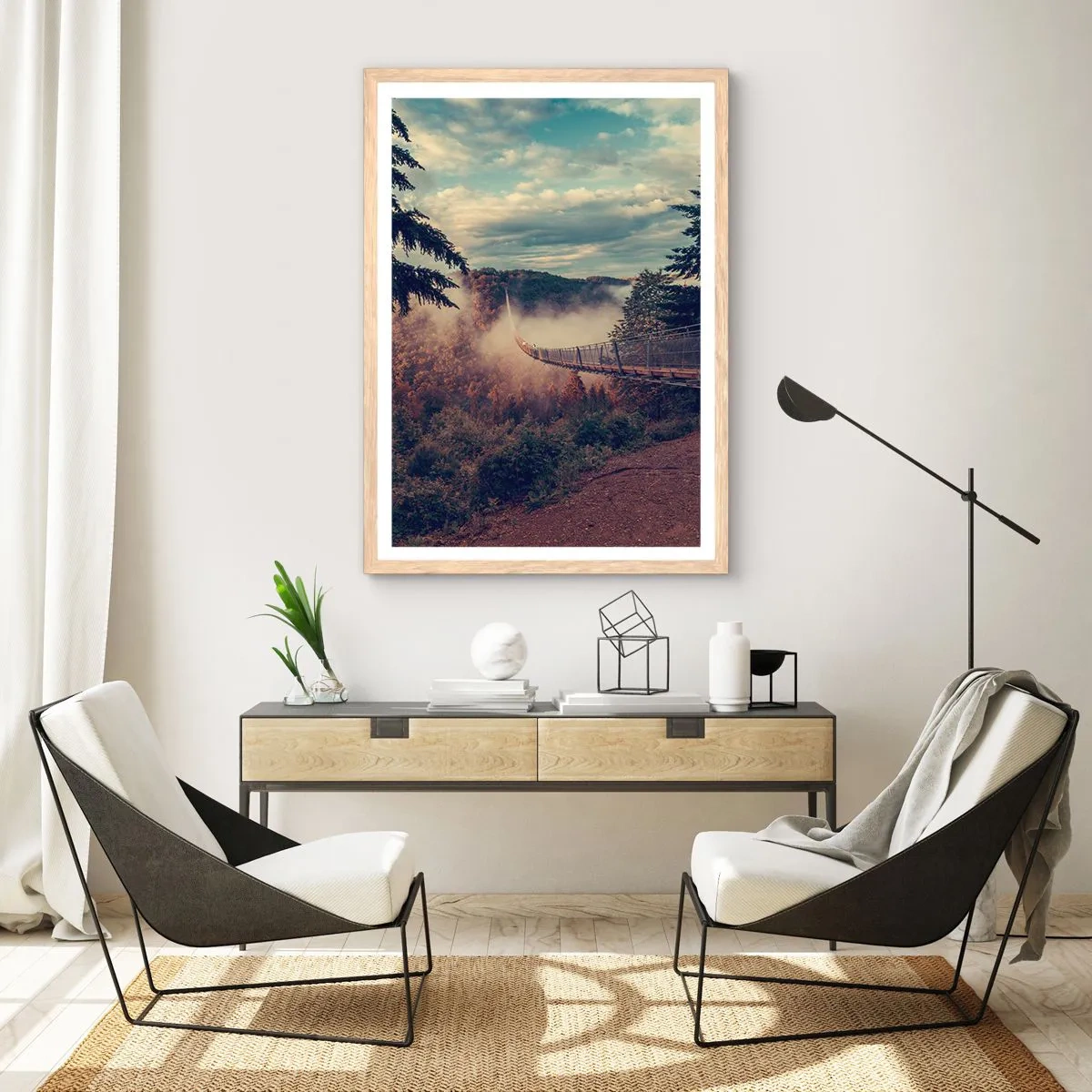 Affiche dans un chêne clair - Poster - Au-dessus de la forêt d'automne - 30x40 cm
