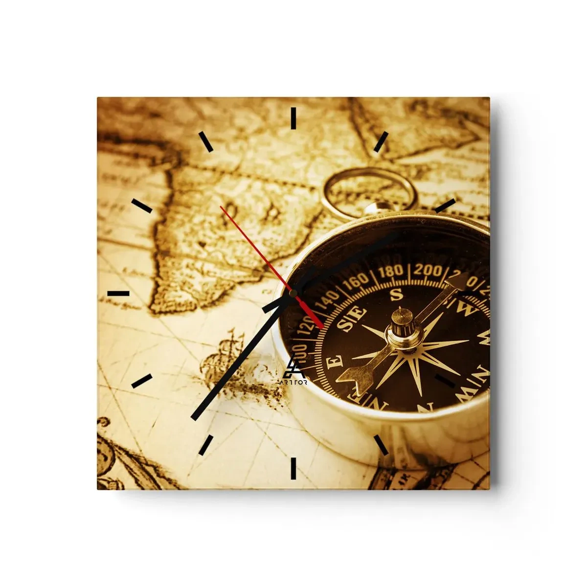 Horloge murale - Pendule murale - Est ou ouest? - 40x40 cm