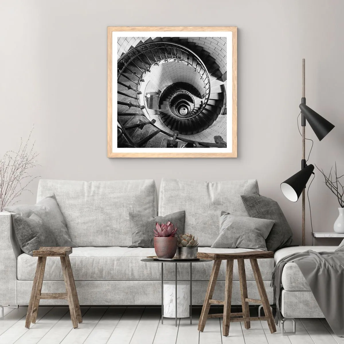 Affiche dans un chêne clair - Poster - De plus en plus haut - 60x60 cm