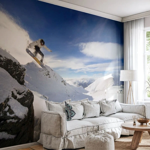 Papier peint sur mesure Standard Eco - Liberté sans limite - Planche a neige, Paysage, Montagnes