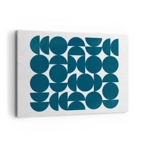 Impression sur toile - Image sur toile - Formes géométriques dans des tons bleu marine sur fond blanc - 100x70cm - Cercles et demi-cercles - Décoration murale moderne pour le salon et la chambre ARTTOR