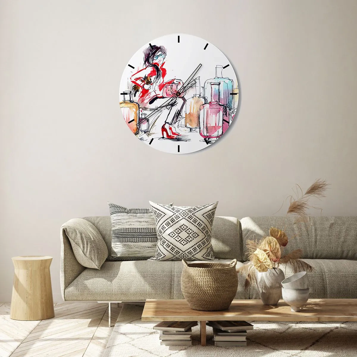 Horloge murale - Pendule murale - Asseyons-nous avant le voyage - 40x40 cm