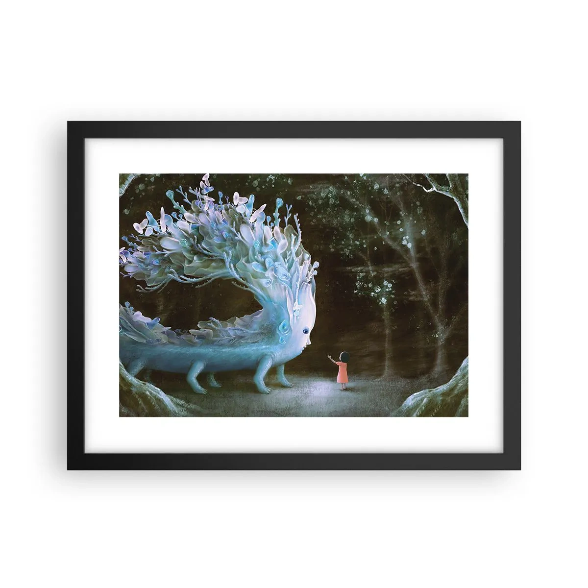 Affiche dans un cadre noir - Poster - Une rencontre fantastique - 40x30 cm
