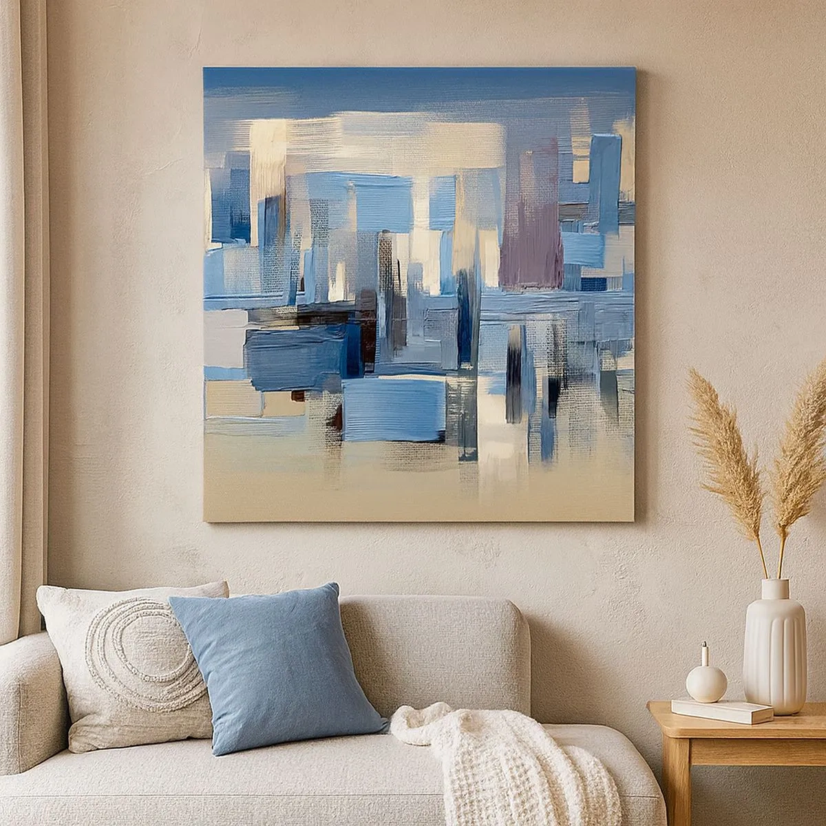 Impression sur toile - Image sur toile - Construction bleue - 30x30 cm