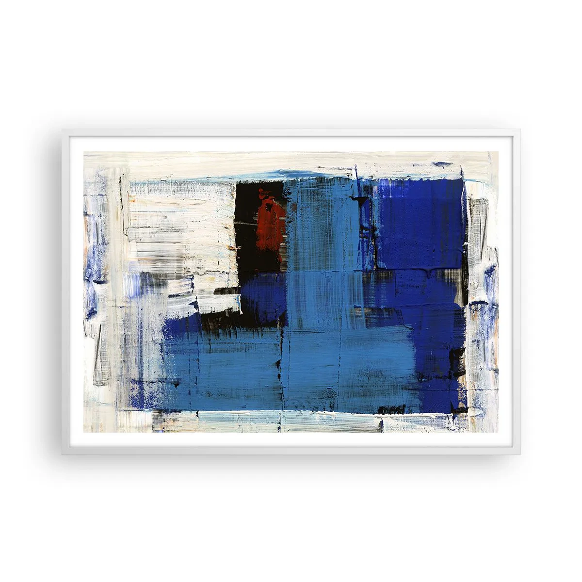Affiche dans un cadre blanc - Poster - Secret de bleu - 100x70 cm