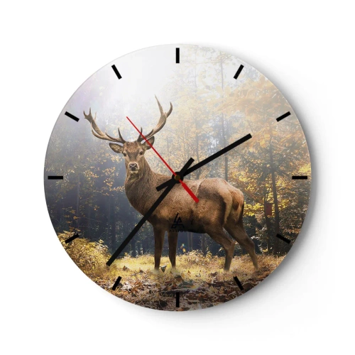 Horloge murale - Pendule murale - Un cerf majestueux dans une forêt d'automne - 30x30cm - Toute sa majesté - Décoration murale moderne pour le salon, la cuisine et la chambre ARTTOR