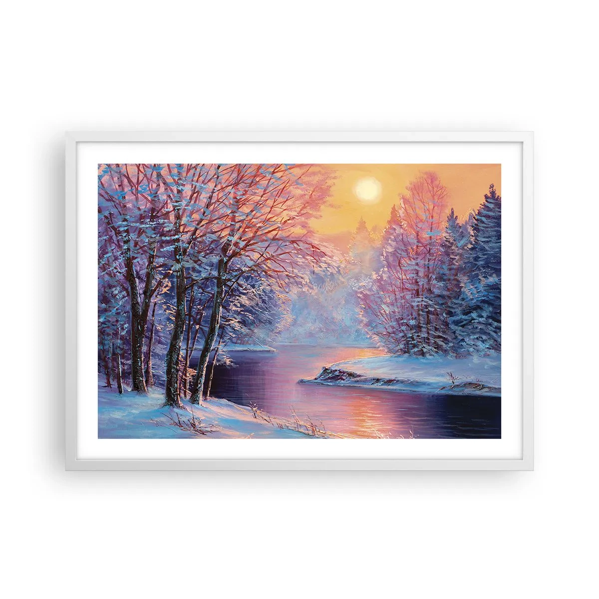 Affiche dans un cadre blanc - Poster - Couleurs d'hiver - 70x50 cm