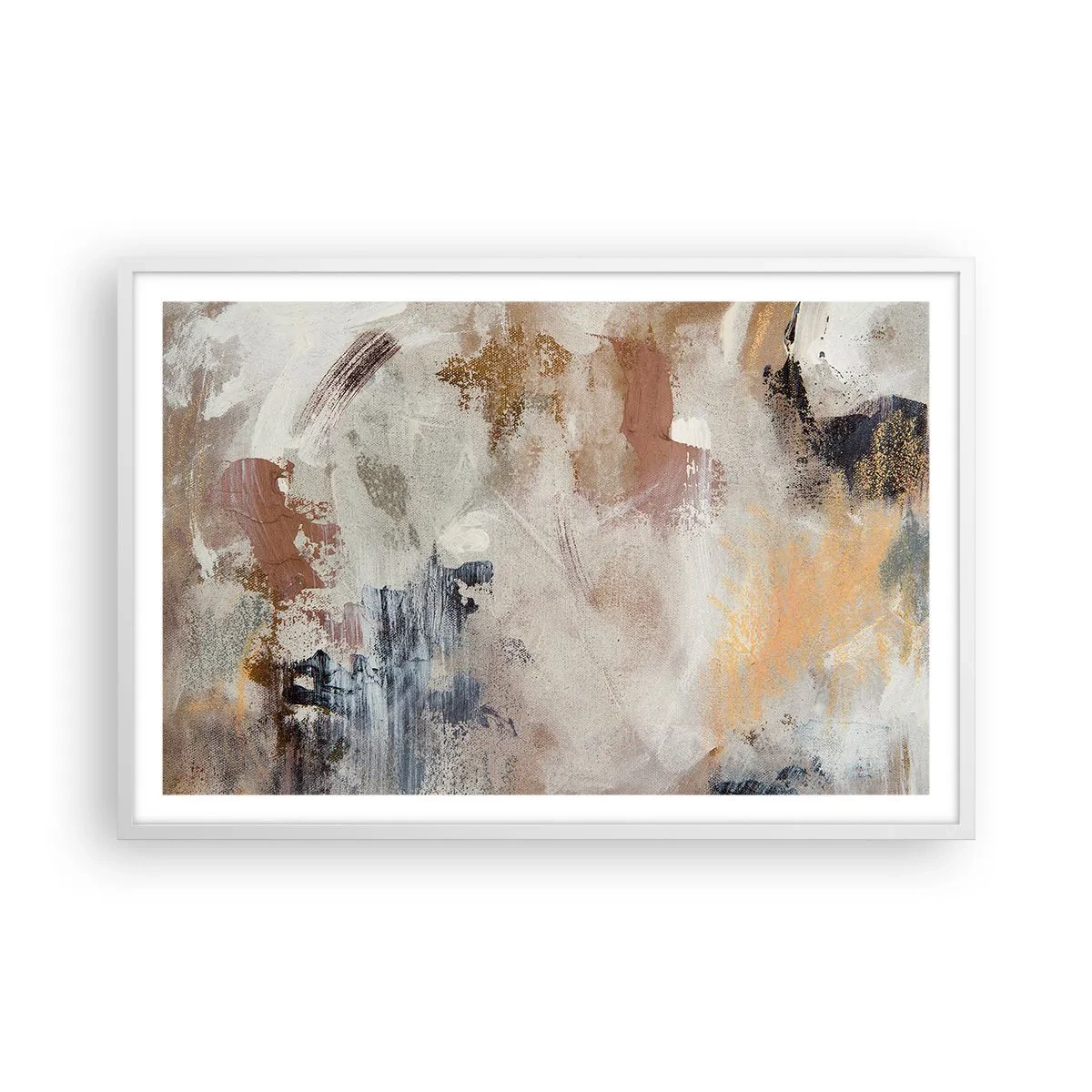 Affiche dans un cadre blanc - Poster - Abstraction brumeuse - 91x61 cm