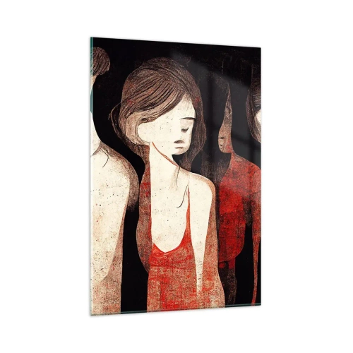 Impression sur verre - Image sur verre - Figures artistiques dans une composition abstraite - 80x120cm - Madones des ténèbres - Décoration murale moderne pour le salon et la chambre ARTTOR