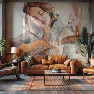 Papier Peint Photo Standard Eco - Concerto pour guitare et coeur de fille - Guitare, Musique, Fille - 200x140 cm