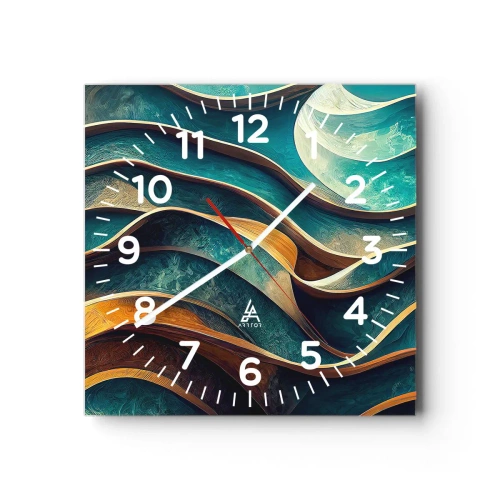Horloge murale - Pendule murale - Méandres de bleu - 40x40 cm