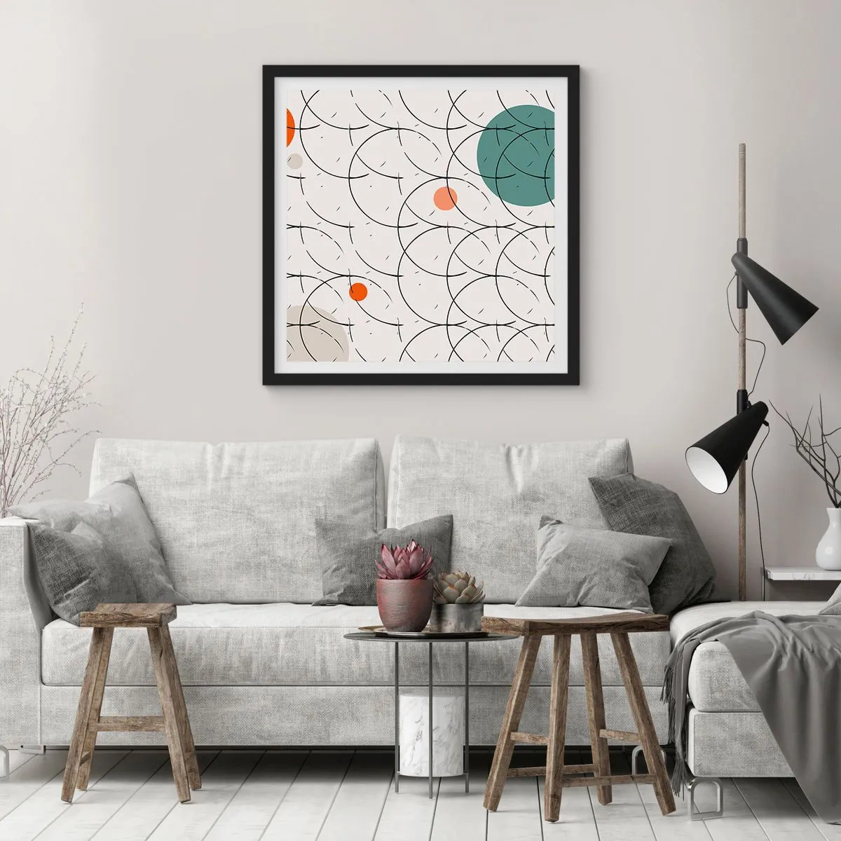 Affiche dans un cadre noir - Poster - Dans l'esprit pop art - 50x50 cm