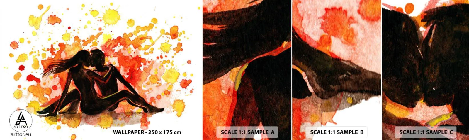 Échantillon de Papier Peint Autocollant Deluxe Sticker - Et la lumière fut - Personnes, Baiser, Couple d'amoureux - 100x30 cm