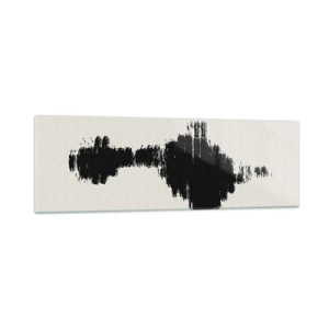 Impression sur verre - Image sur verre - Un motif abstrait ressemblant à une onde sonore dans un style minimaliste. - 160x50cm - Vibrations de l'imagination - Décoration murale moderne pour le salon et la chambre ARTTOR