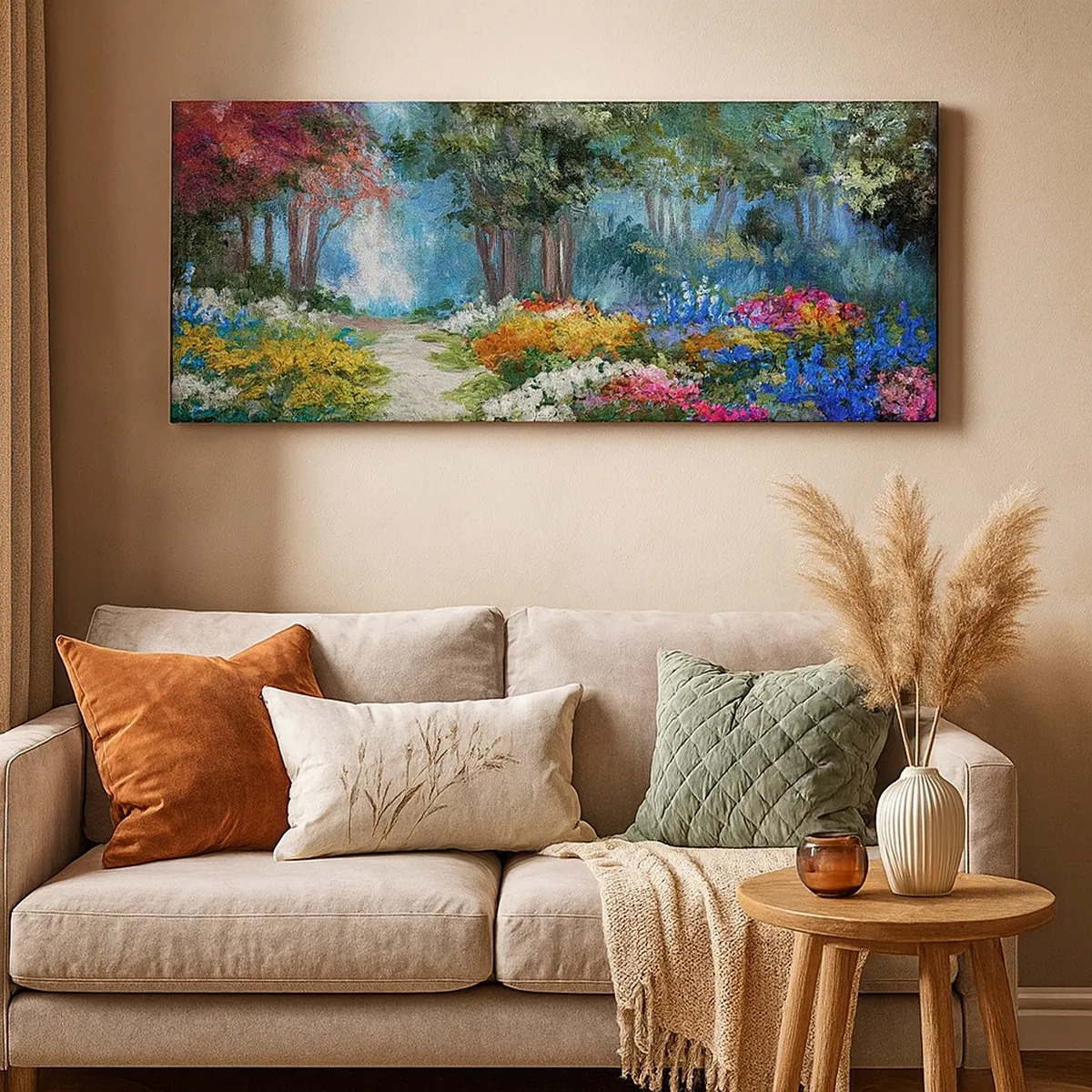 Impression sur toile - Image sur toile - Jardin forestier, forêt de fleurs - 30x30 cm