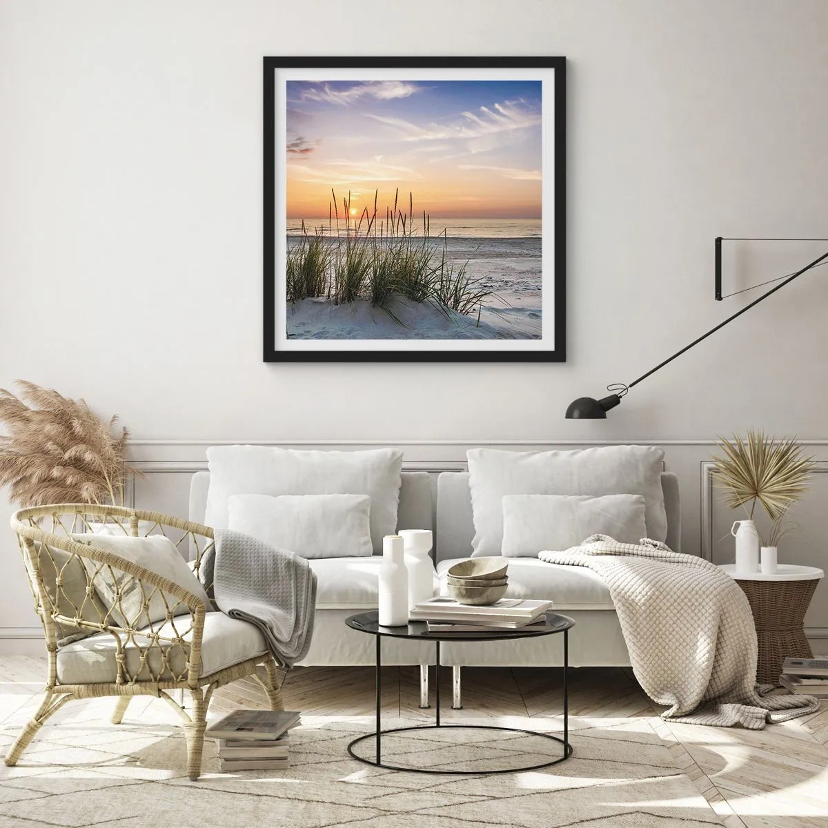 Affiche dans un cadre noir - Poster - Regarde, pense, ressent - 50x50 cm