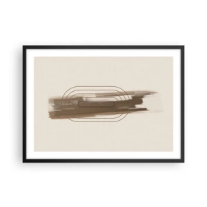 Affiche dans un cadre noir - Poster - Une composition minimaliste dans les tons beige et gris avec un motif géométrique - 70x50cm - Parfum de gris - Décoration murale moderne pour le salon et la chambre ARTTOR