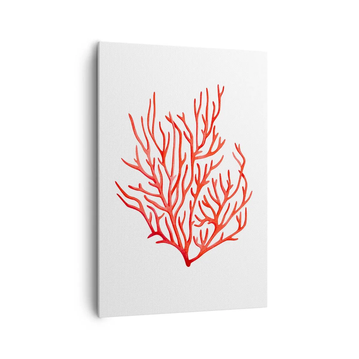 Impression sur toile - Image sur toile - Corail rouge sur fond blanc dans un style minimaliste - 70x100cm - Filigrane de corail - Décoration murale moderne pour le salon et la chambre ARTTOR