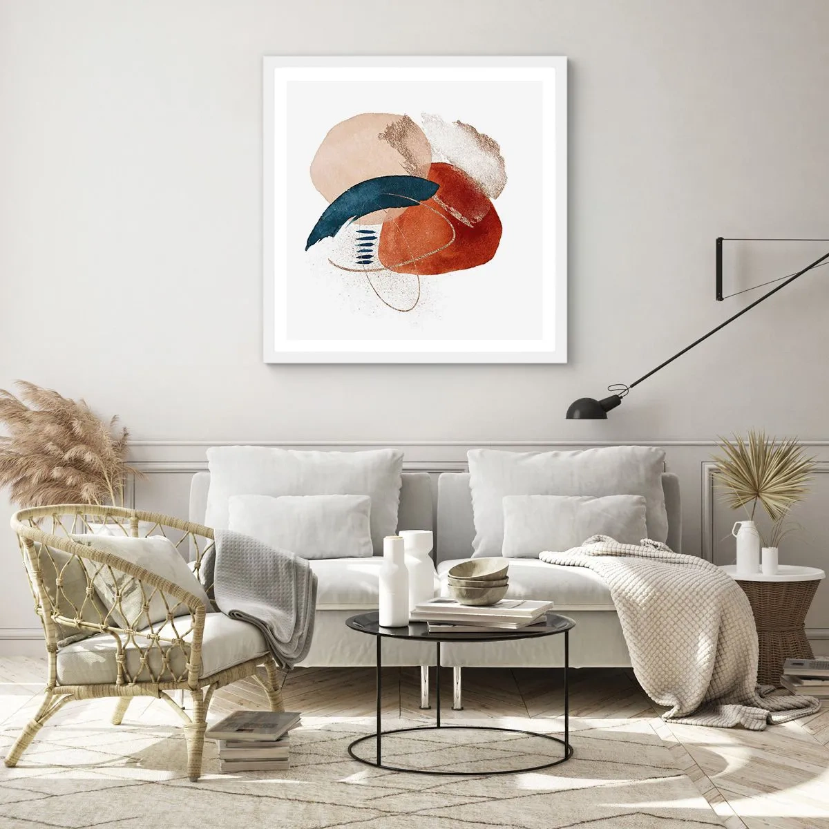 Affiche dans un cadre blanc - Poster - Composition ovale - 40x40 cm