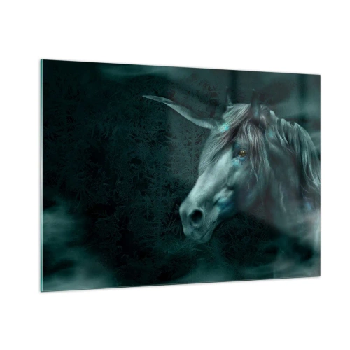 Impression sur verre - Image sur verre - Licorne dans la forêt mystérieuse - 100x70cm - Dans une forêt de conte de fées - Décoration murale moderne pour le salon et la chambre ARTTOR