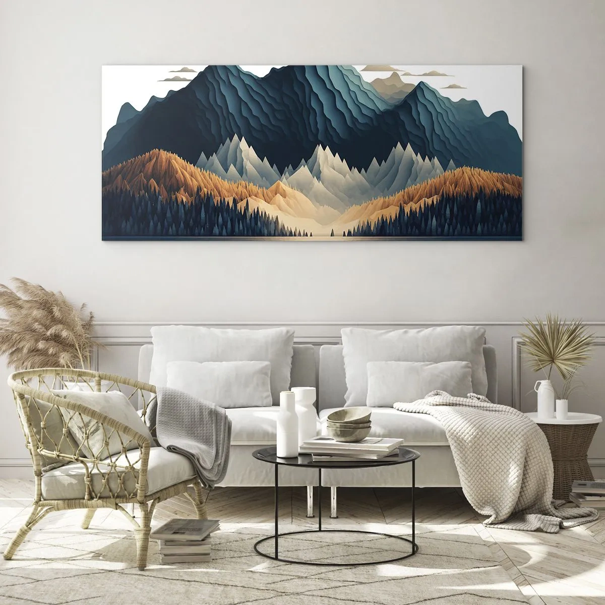 Impression sur verre - Image sur verre - Paysage de montagne parfait - 90x30 cm