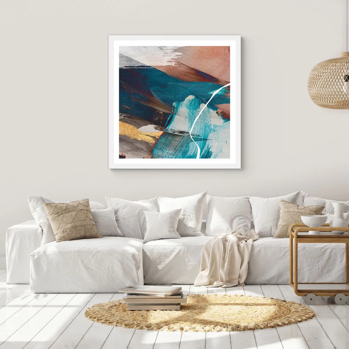 Affiche dans un cadre blanc - Poster - Avec panache et énergie - 50x50 cm