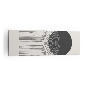 Impression sur toile - Image sur toile - Motif abstrait avec des lignes et un cercle noir sur un fond clair - 160x50cm - Tremblement et confiance - Décoration murale moderne pour le salon et la chambre ARTTOR