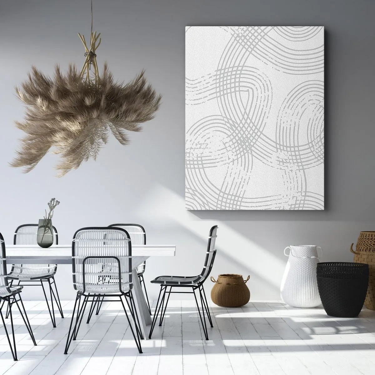 Impression sur toile - Image sur toile - Un motif subtil avec des lignes entrelacées dans des tons clairs - 50x70cm - Il n'y a pas de chemin droit - Décoration murale moderne pour le salon et la chambre ARTTOR