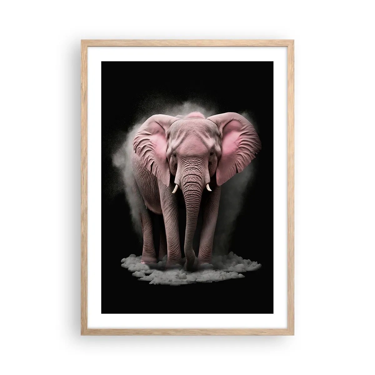 Affiche dans un chêne clair - Poster - Ne pensez pas à un éléphant rose ! - 50x70 cm