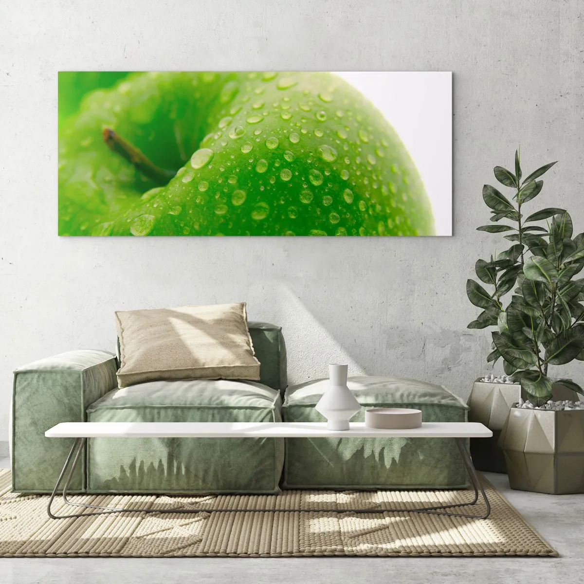 Impression sur verre - Image sur verre - Fraîcheur de verdure fraîche - 90x30 cm