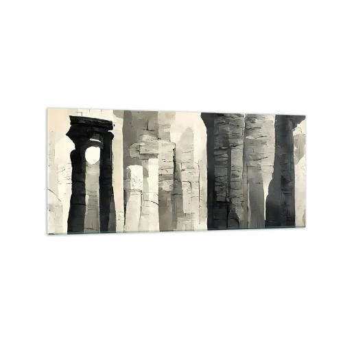 Impression sur verre - Image sur verre - Colonnes historiques dans un cadre monochrome atmosphérique - 120x50cm - La majesté de l'Antiquité - Décoration murale moderne pour le salon et la chambre ARTTOR