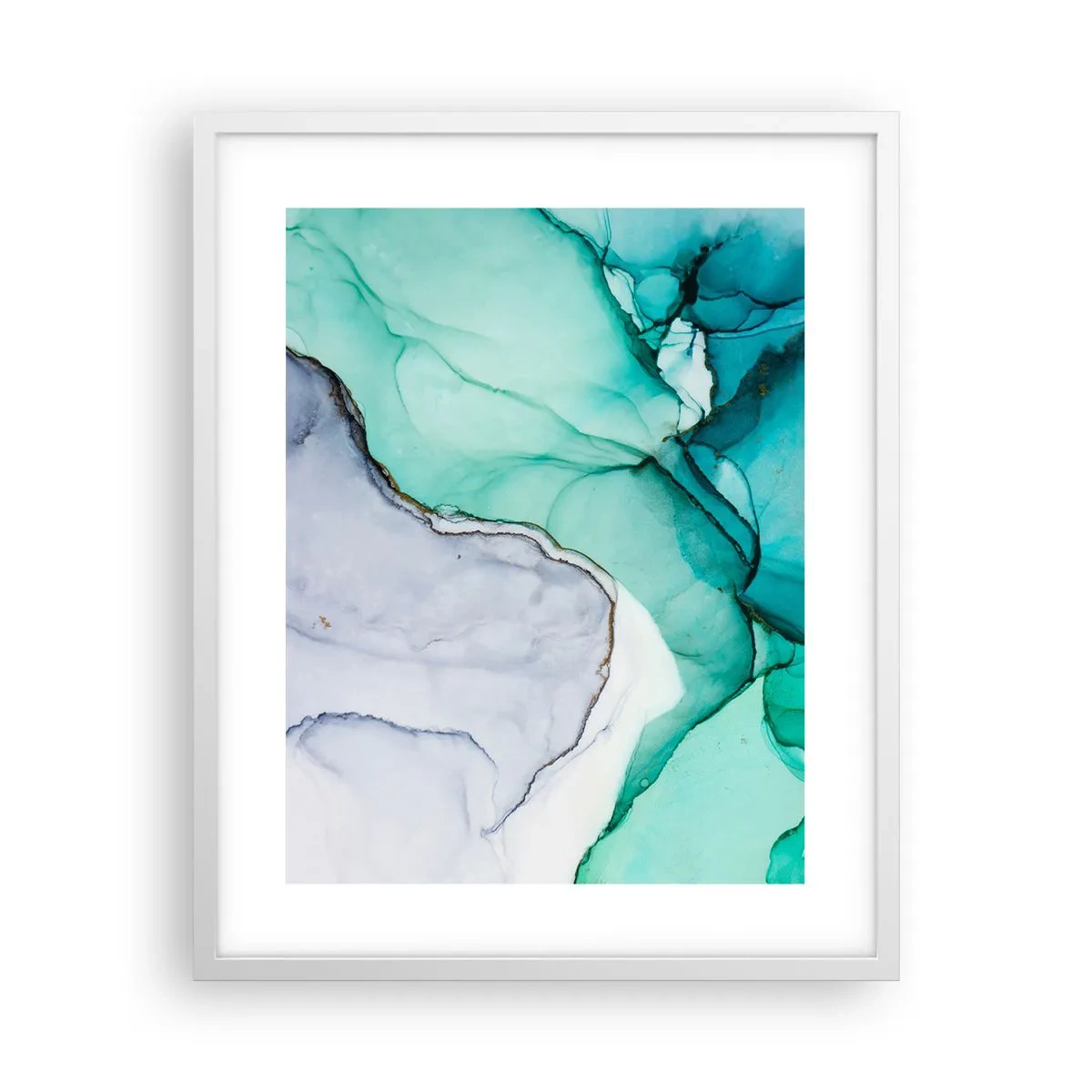 Affiche dans un cadre blanc - Poster - Étude de turquoise - 40x50 cm