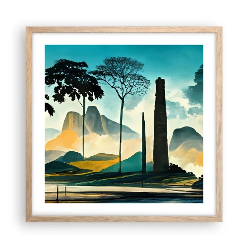 Affiche dans un chêne clair - Poster - Toujours de plus en plus haut - 50x50 cm