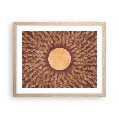 Affiche dans un chêne clair - Poster - Icône du soleil - 50x40 cm
