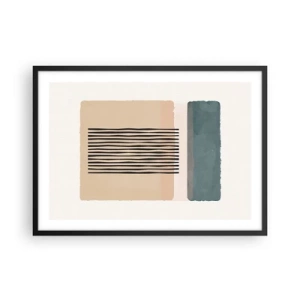 Affiche dans un cadre noir - Poster - Formes géométriques minimalistes dans des tons beiges et verts - 70x50cm - Tout est en ordre - Décoration murale moderne pour le salon et la chambre ARTTOR