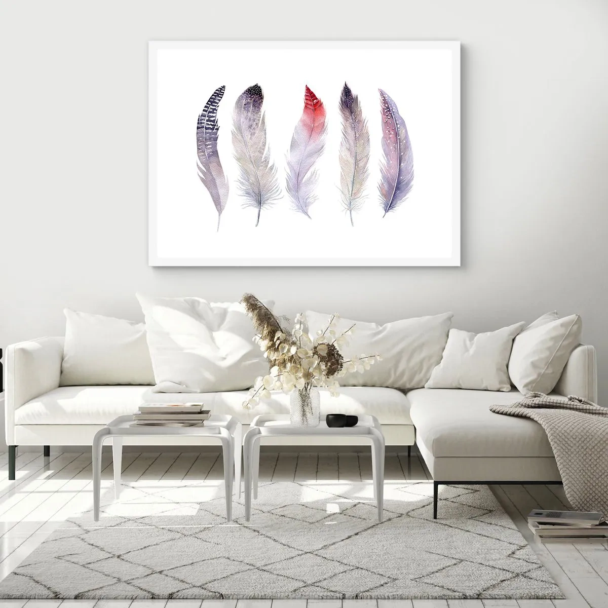 Affiche dans un cadre blanc - Poster - Délicat comme un brouillard multicolore - 70x50 cm