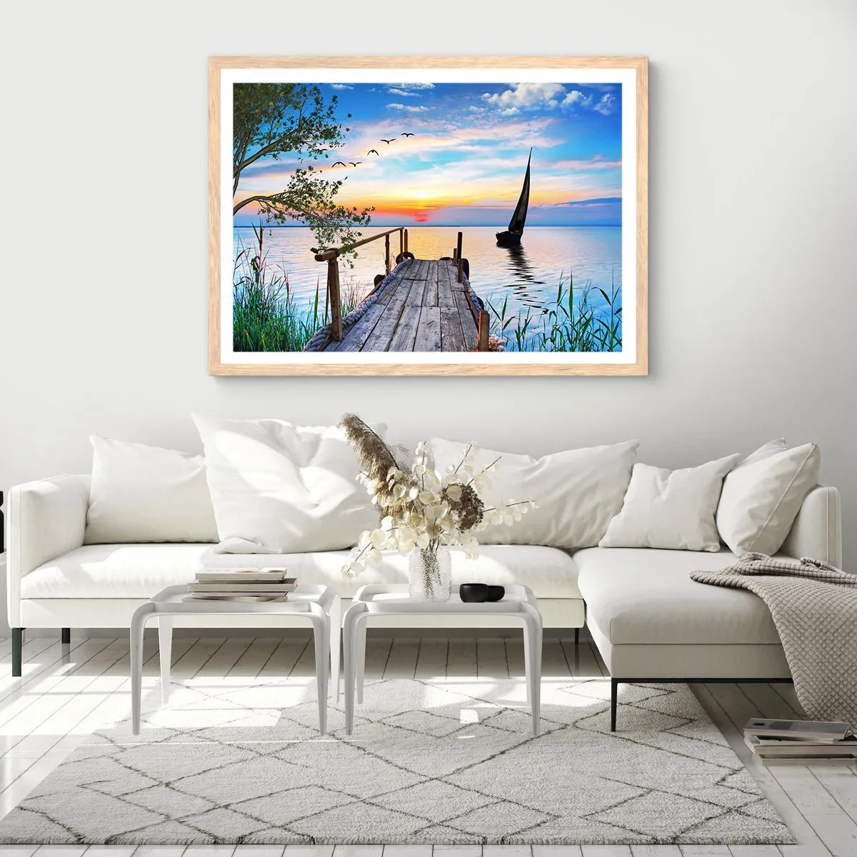 Affiche dans un chêne clair - Poster - Bonsoir! - 100x70 cm