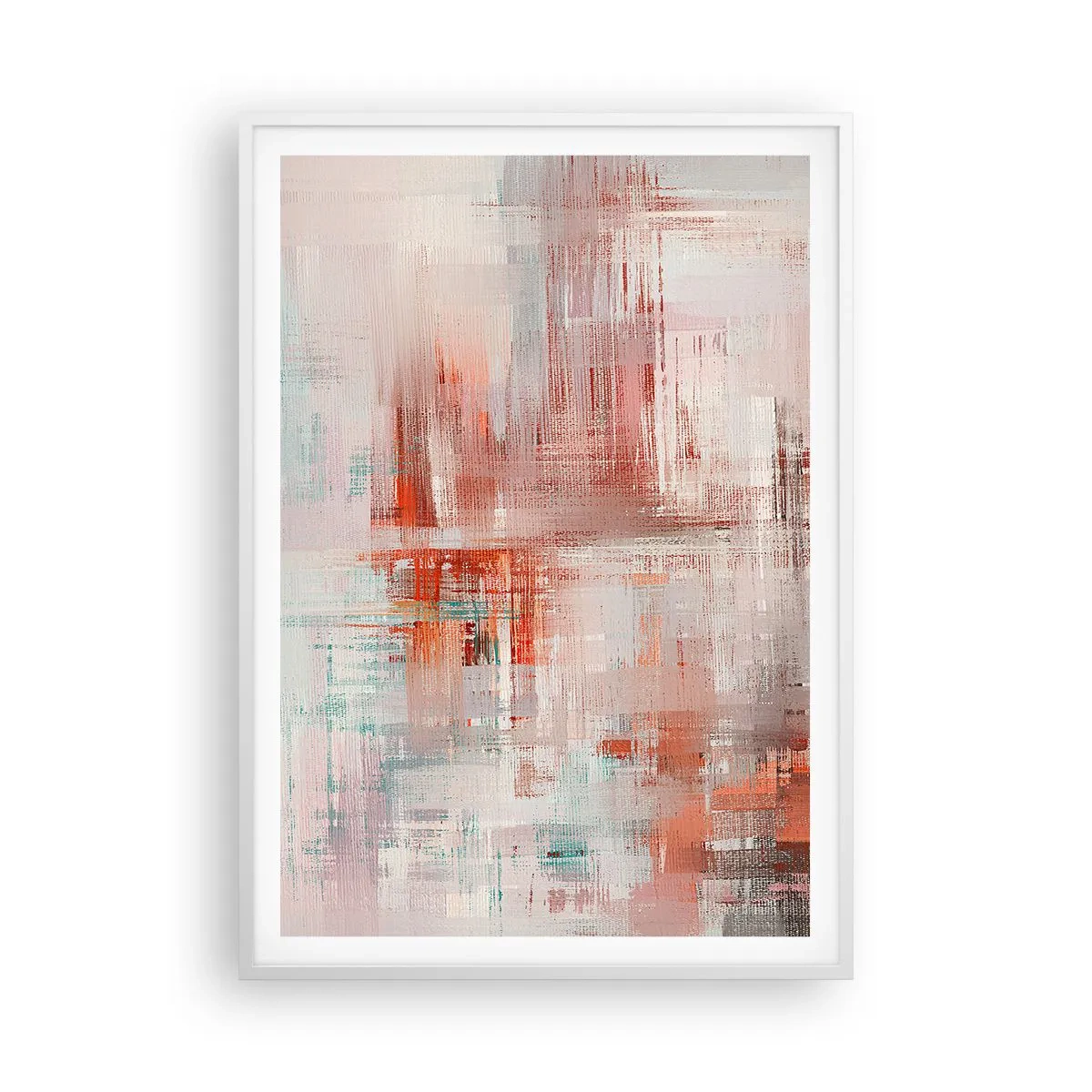 Affiche dans un cadre blanc - Poster - Brumeux. Mais rose - 70x100 cm