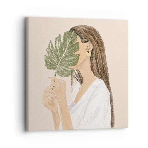 Impression sur toile - Image sur toile - Portrait mystérieux avec un éventail - 30x30 cm