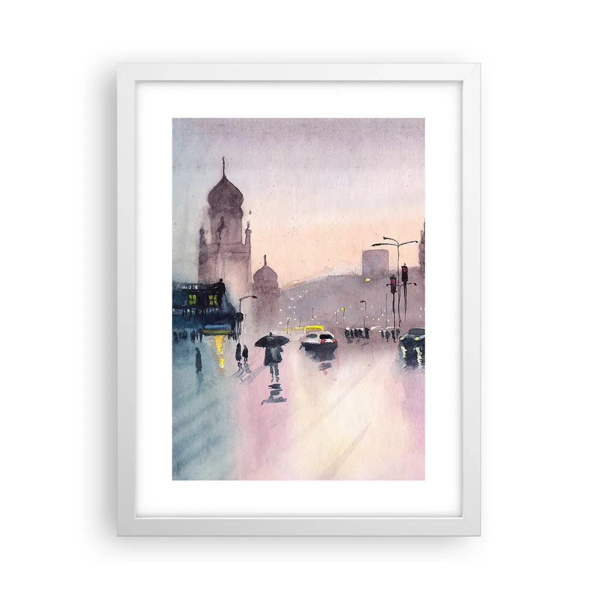 Affiche dans un cadre blanc - Poster - Dans une brume pluvieuse - 30x40 cm