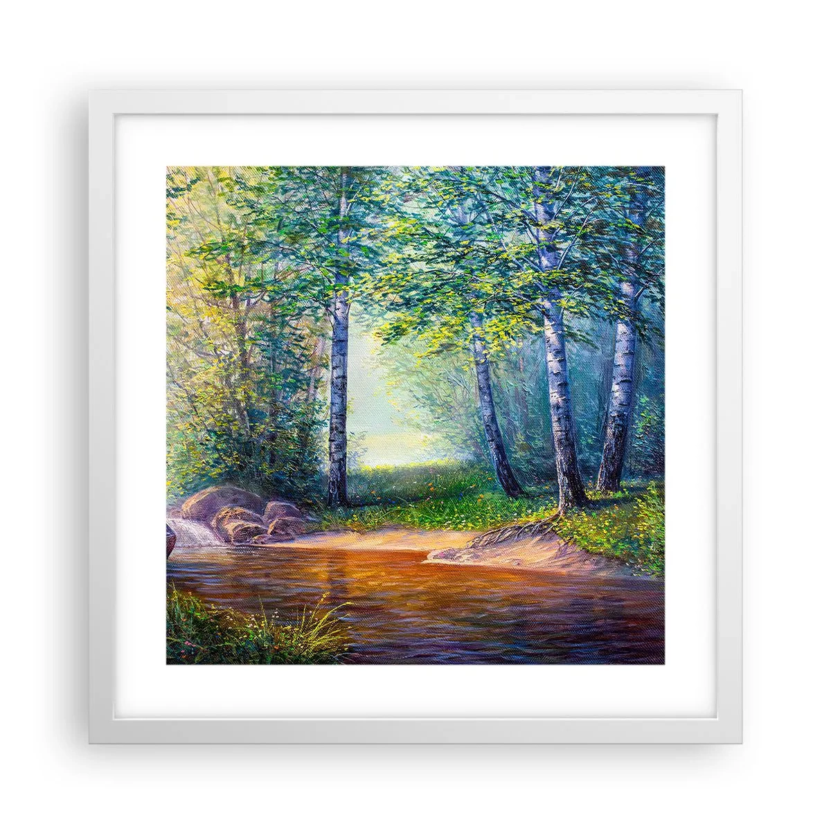 Affiche dans un cadre blanc - Poster - Paysage idyllique - 40x40 cm