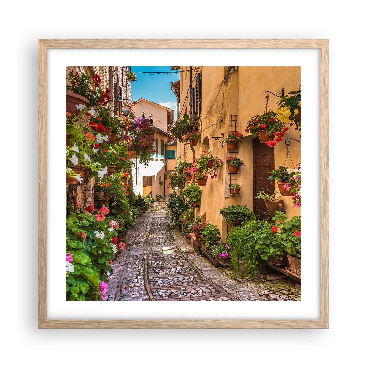 Affiche dans un chêne clair - Poster - Ruelle italienne - 50x50 cm