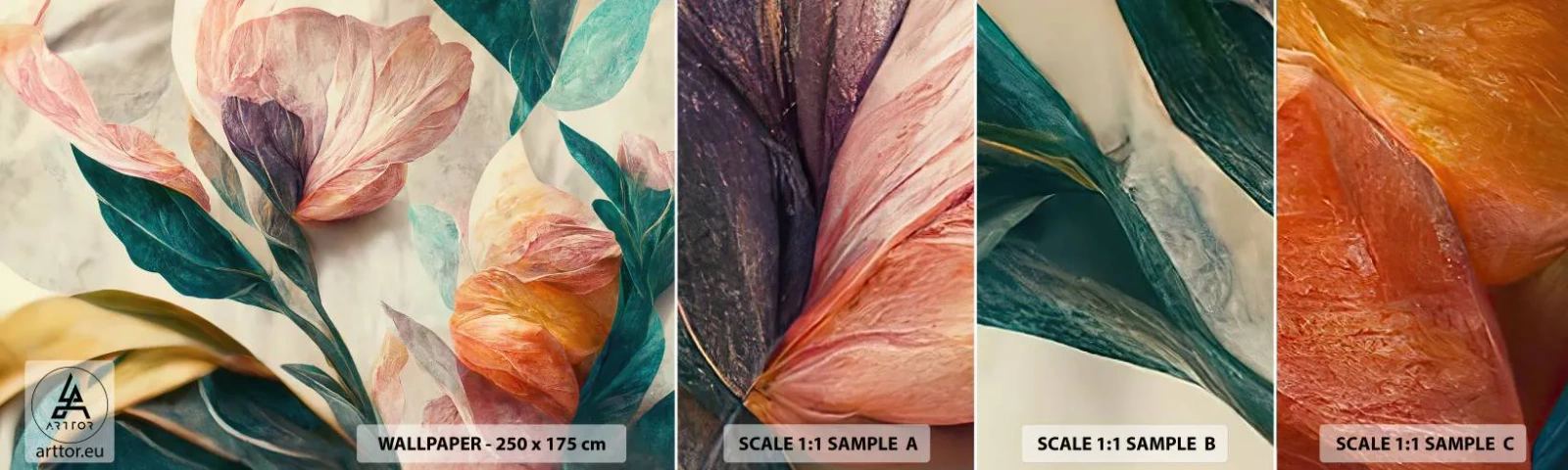 Échantillon De Papier Peint Standard Eco - Fleurs des îles du sud - Fleurs, Ancien, Botanique - 100x30 cm