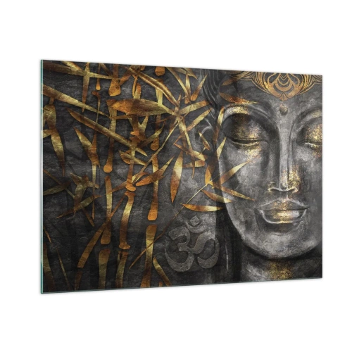 Impression sur verre - Image sur verre - Image de Bouddha doré sur fond de bambou - 100x70cm - Ressentir le calme - Décoration murale moderne pour le salon et la chambre ARTTOR