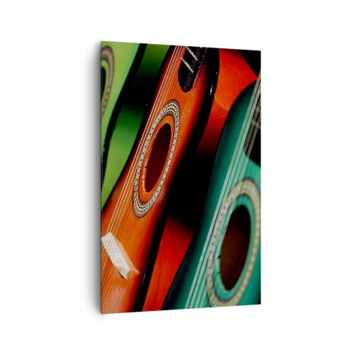 Impression sur toile - Image sur toile - Guitares colorées de différentes nuances disposées en rangée - 80x120cm - La guitare a plusieurs couleurs - Décoration murale moderne pour le salon et la chambre ARTTOR