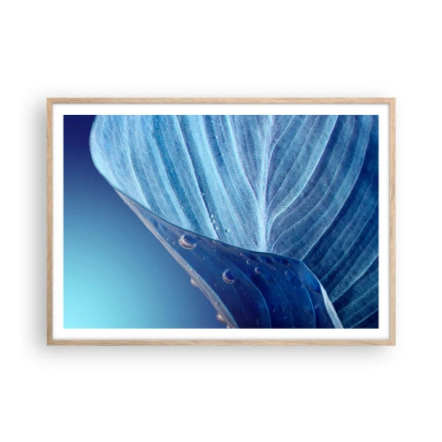 Affiche dans un chêne clair - Poster - Gouttes cachées du bleu - 100x70 cm