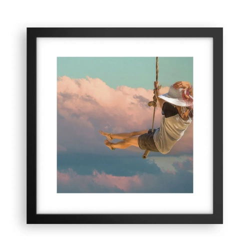 Affiche dans un cadre noir - Poster - S'amuser dans les nuages - 30x30 cm