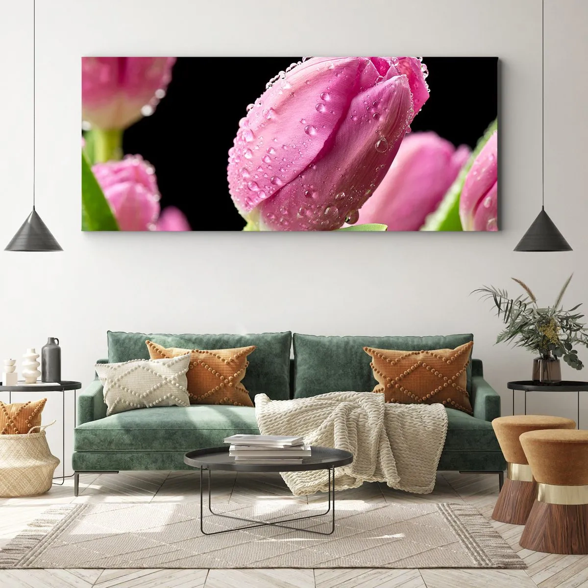 Impression sur toile - Image sur toile - Rêve de lilas dans la rosée - 100x40 cm