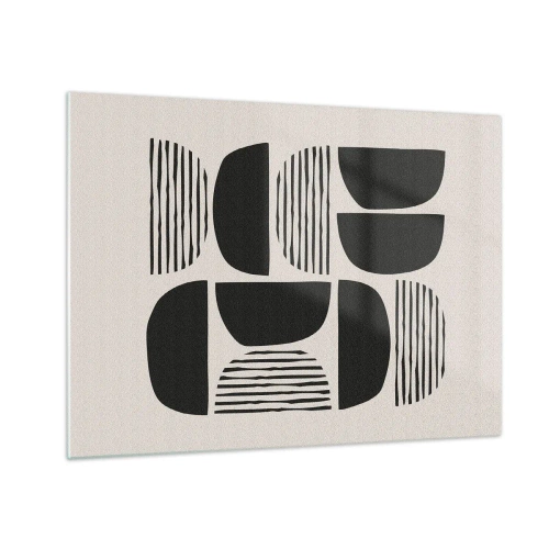 Impression sur verre - Image sur verre - Composition abstraite de formes géométriques avec des lignes - 70x50cm - Offres sans enthousiasme - Décoration murale moderne pour le salon et la chambre ARTTOR